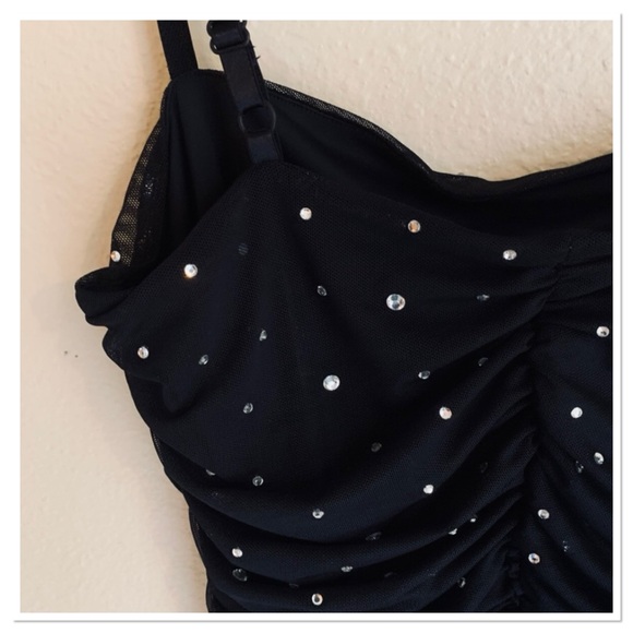 NBD Kerr Embellished Rhinestone Ruched Mini Dress Black Size Small - Picture 8 of 11